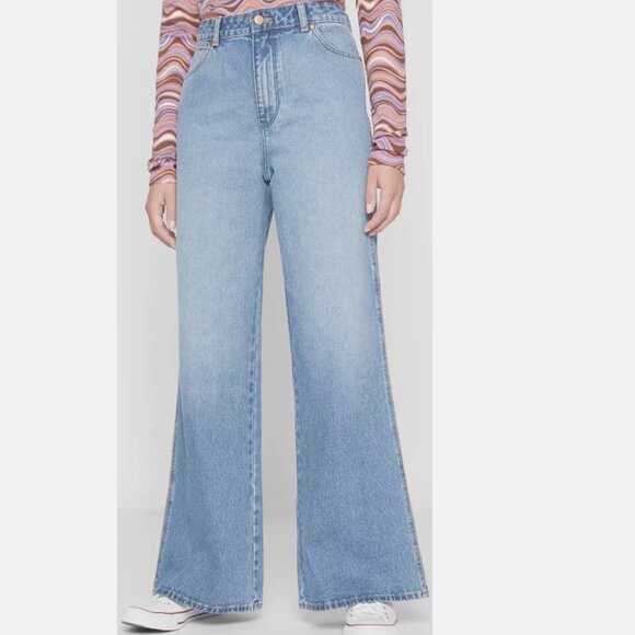 Wrangler Sky Blue Wide Leg Jeans - Picture 3 of 9